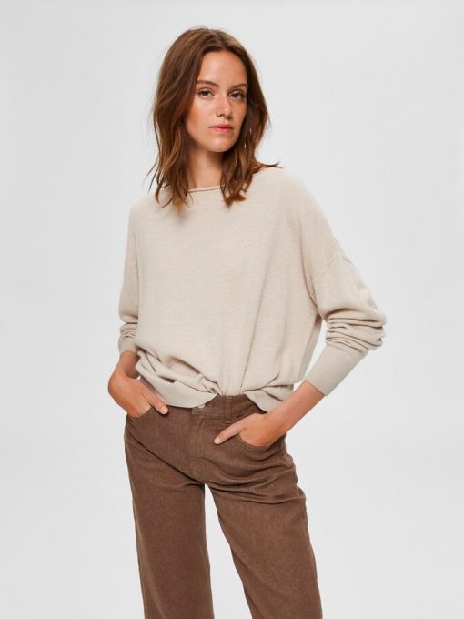 Selected Femme Finka Cashmere Knit Beige
