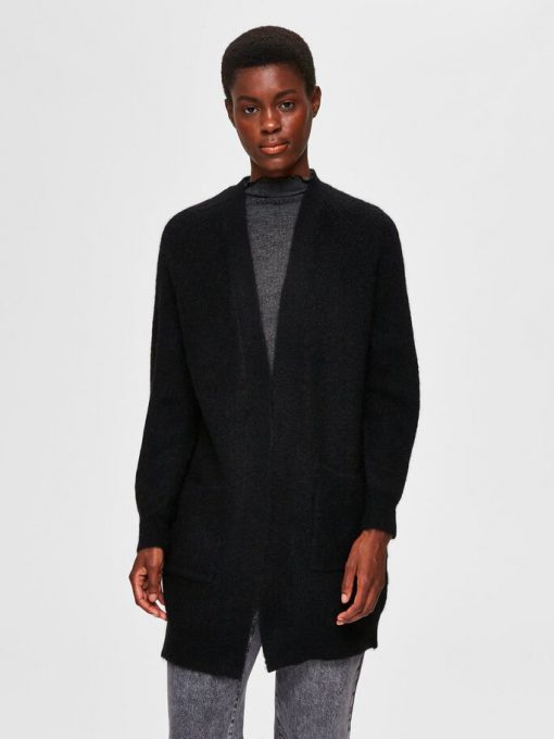Selected Femme Lulu Long Cardigan Black