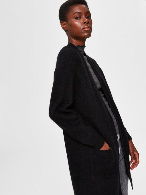 Selected Femme Lulu Long Cardigan Black