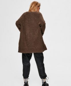 Selected Femme Lulu Long Cardigan Brown