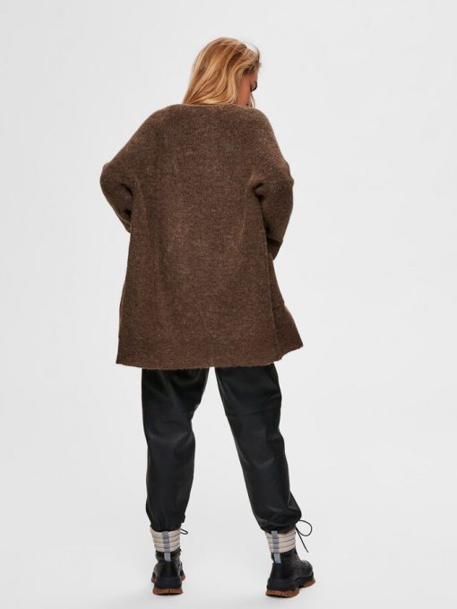 Selected Femme Lulu Long Cardigan Brown