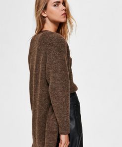 Selected Femme Lulu Long Cardigan Brown