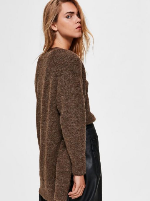 Selected Femme Lulu Long Cardigan Brown