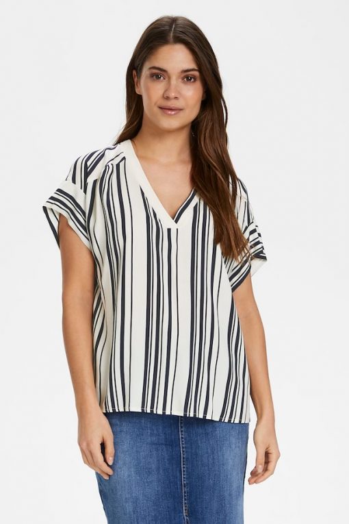 Part Two Drine Blouse Navy Stripe