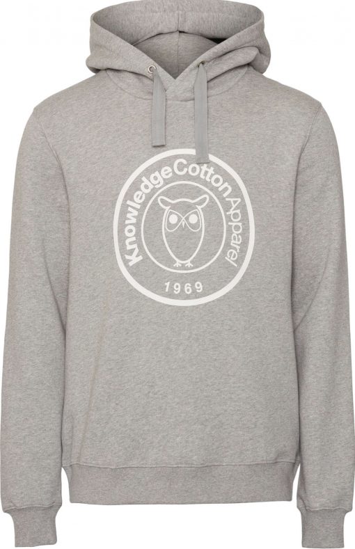 Knowledge Cotton Apparel Elm Hood Big Badge Sweat Grey