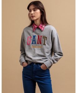 Gant Multicolor Graphic Sweatshirt Grey Melange