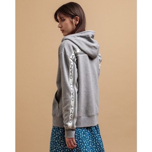 Gant 13 Stripes Full Zip Hoodie Grey Melange