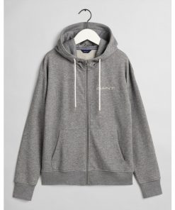 Gant 13 Stripes Full Zip Hoodie Grey Melange