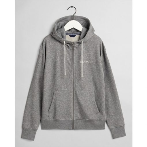 Gant 13 Stripes Full Zip Hoodie Grey Melange