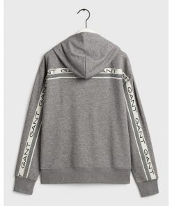 Gant 13 Stripes Full Zip Hoodie Grey Melange