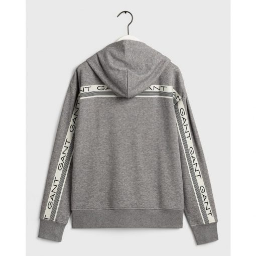 Gant 13 Stripes Full Zip Hoodie Grey Melange