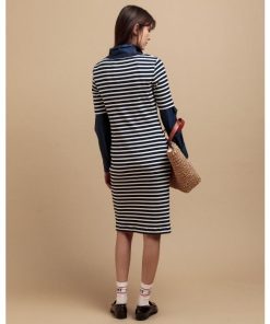 Gant Striped Rib Jersey Dress Evening Blue