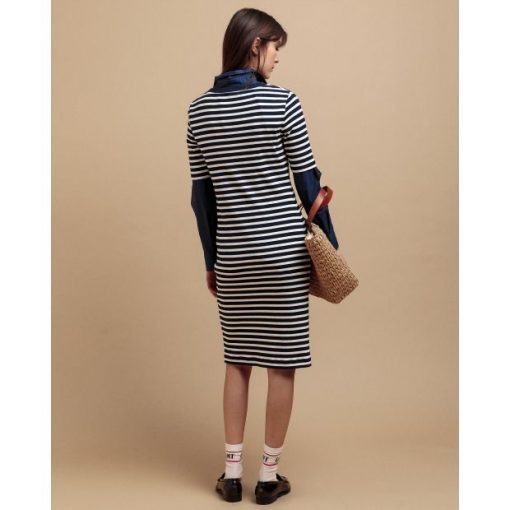 Gant Striped Rib Jersey Dress Evening Blue
