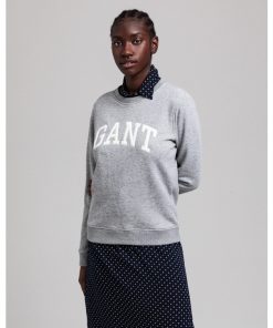 Gant Arch Logo C-Neck Sweat Grey Melange