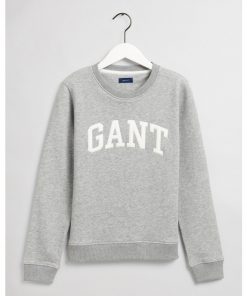 Gant Arch Logo C-Neck Sweat Grey Melange
