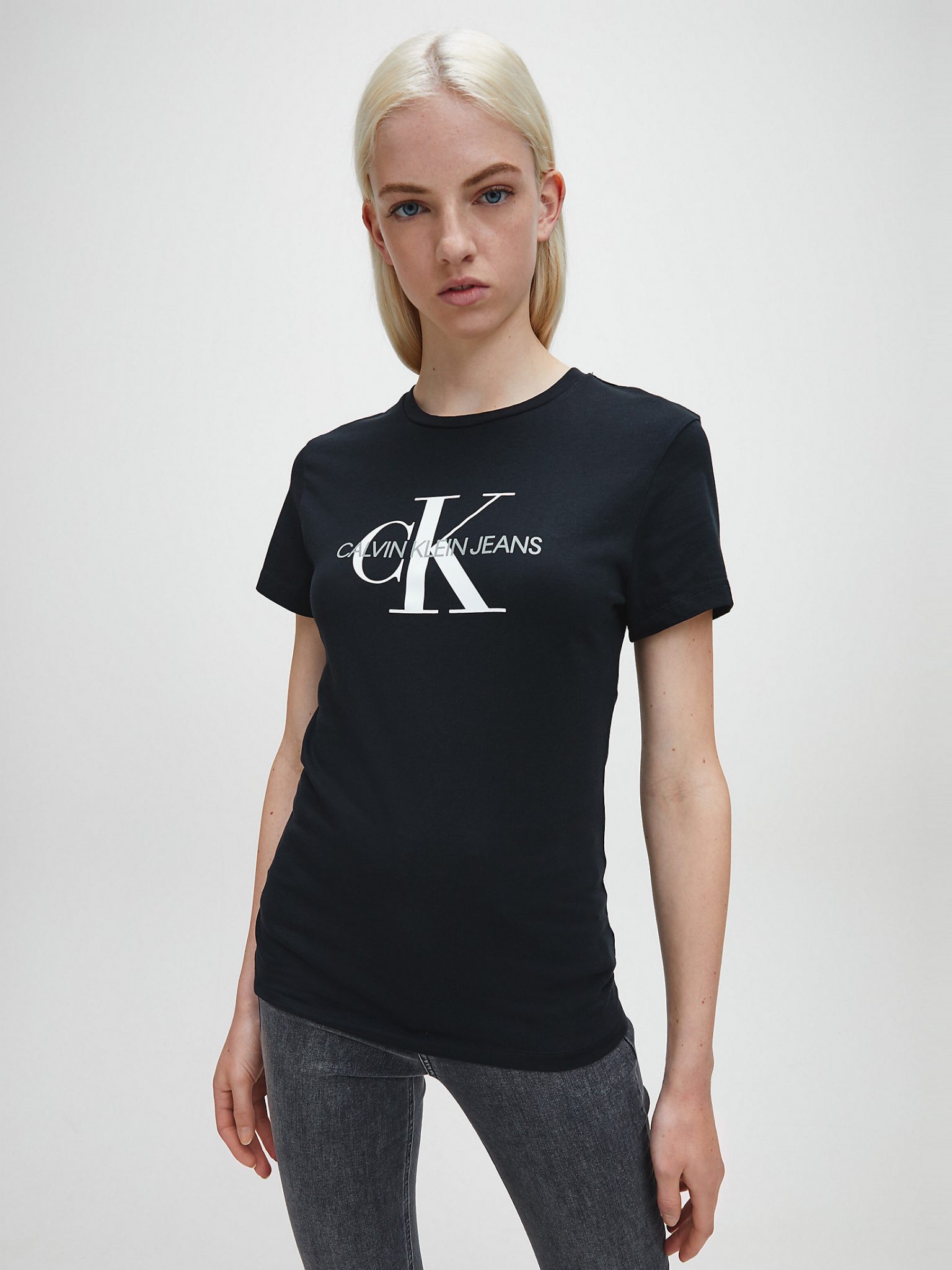 Buy Calvin Klein Monogram Logo T shirt Black Scandinavian Fashion Store