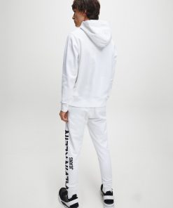 Calvin Klein Institutional Logo Collar Hoodie Bright White