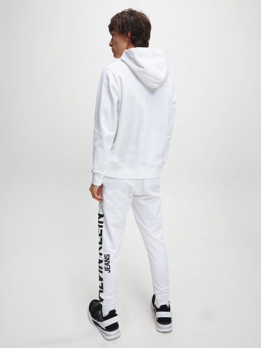 Calvin Klein Institutional Logo Collar Hoodie Bright White
