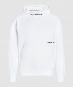 Calvin Klein Institutional Logo Collar Hoodie Bright White