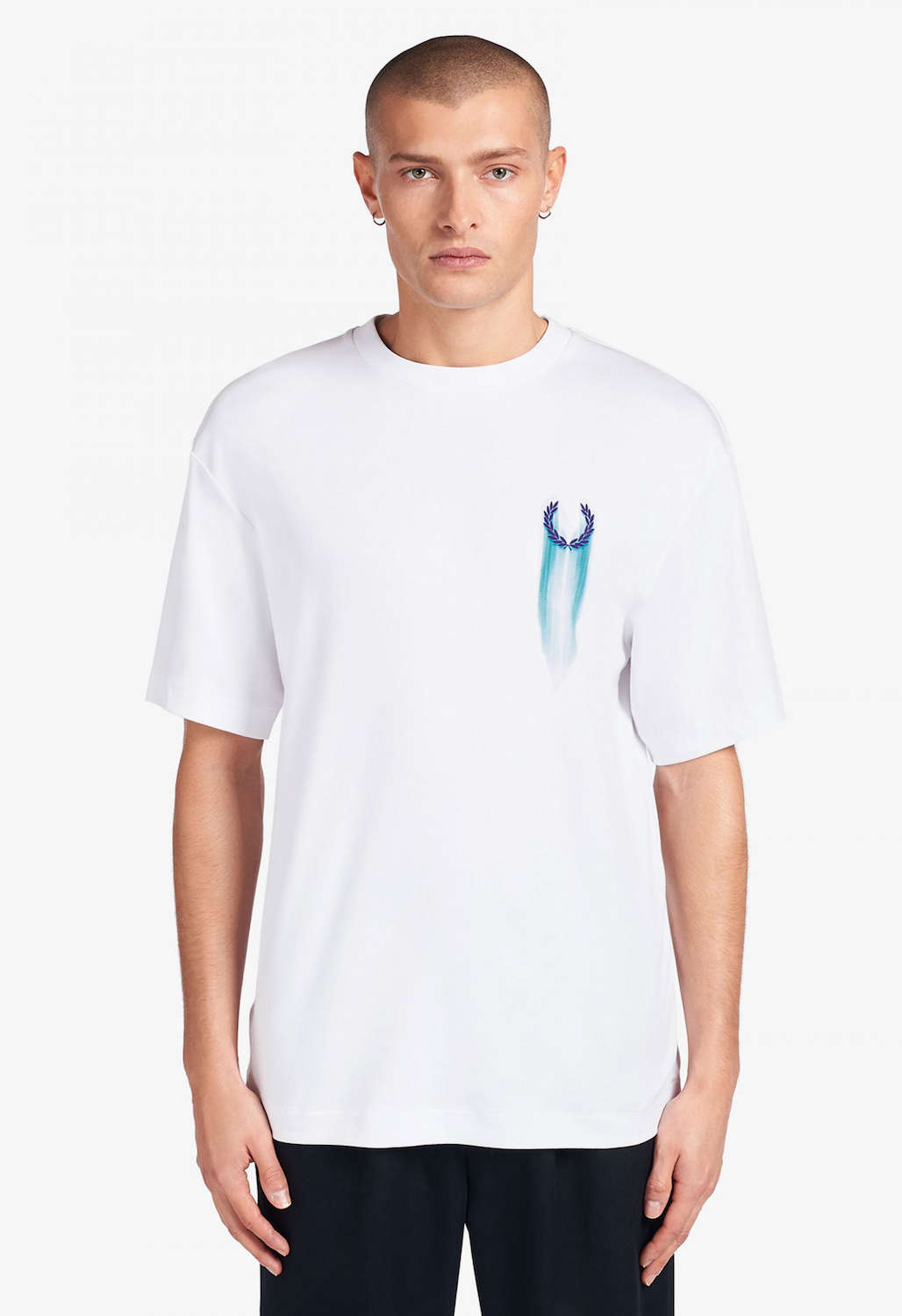 Buy Fred Perry Abstract Print T shirt White Scandinavian Fashion Store