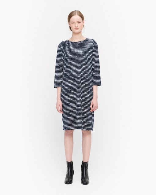 Marimekko Varpu Räsymatto Dress Dark Blue