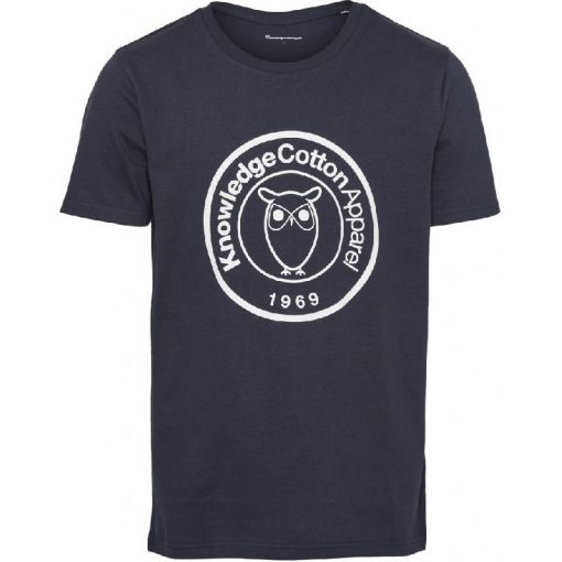 Knowledge Cotton Apparel Alder Big Badge Print Tee Total Eclipse