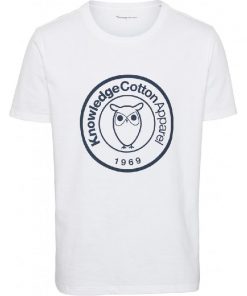 Knowledge Cotton Apparel Alder Big Badge Print Tee Whit