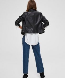 Selected Femme Katie Leather Jacket Black