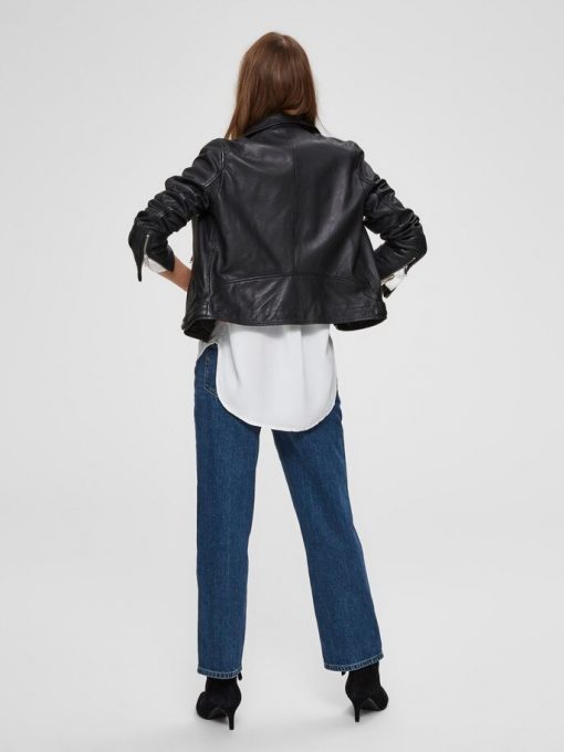 Selected Femme Katie Leather Jacket Black