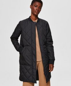 Selected Femme Natalia Quilted Coat Black