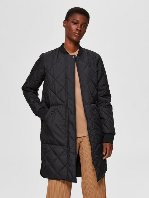 Selected Femme Natalia Quilted Coat Black