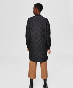 Selected Femme Natalia Quilted Coat Black