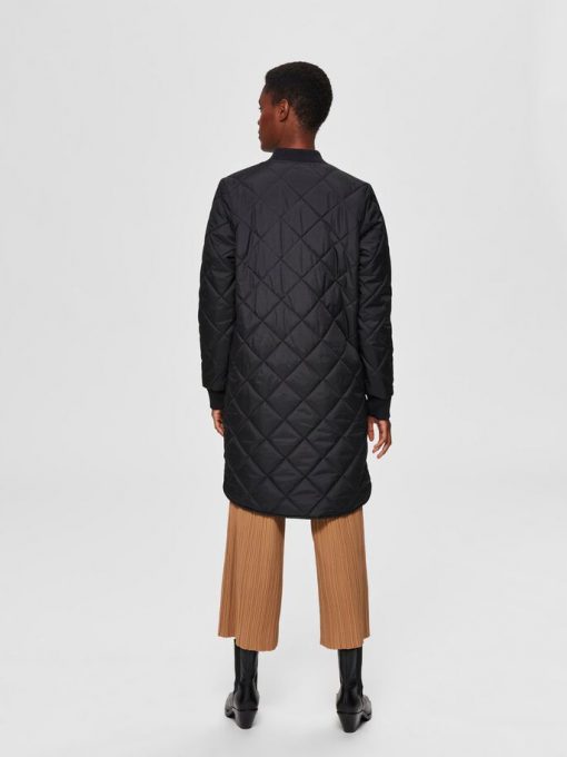 Selected Femme Natalia Quilted Coat Black