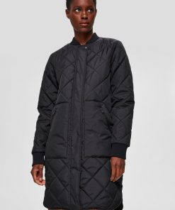 Selected Femme Natalia Quilted Coat Black