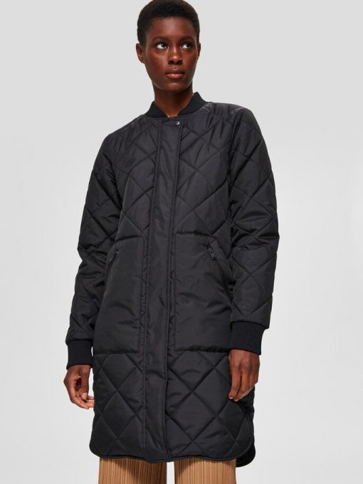 Selected Femme Natalia Quilted Coat Black