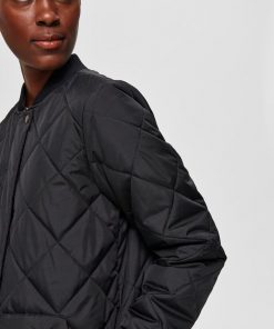 Selected Femme Natalia Quilted Coat Black