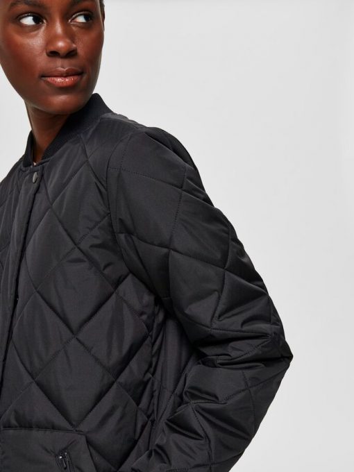Selected Femme Natalia Quilted Coat Black