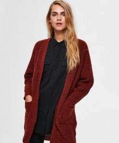 Selected Femme Lulu Long Cardigan Smoked Paprika