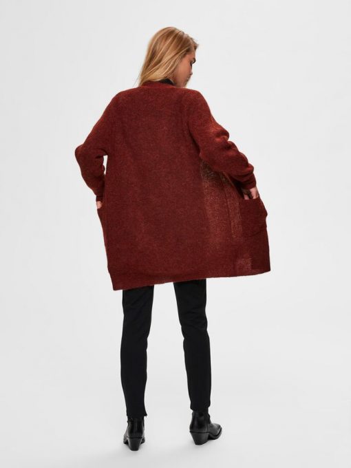 Selected Femme Lulu Long Cardigan Smoked Paprika