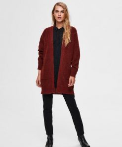 Selected Femme Lulu Long Cardigan Smoked Paprika