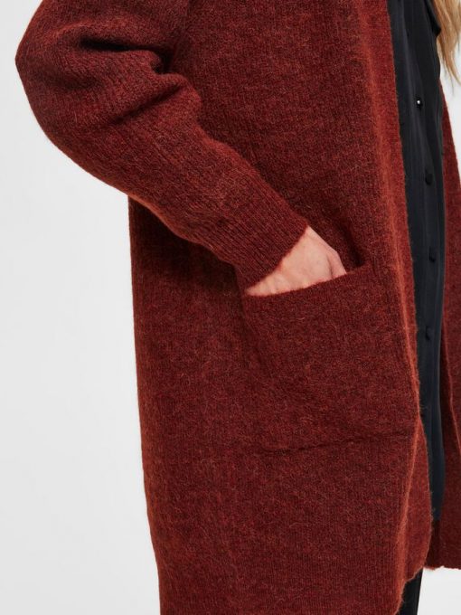Selected Femme Lulu Long Cardigan Smoked Paprika