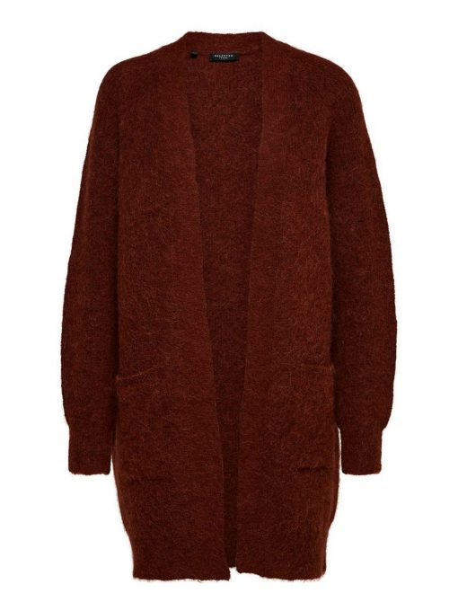 Selected Femme Lulu Long Cardigan Smoked Paprika