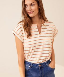 Part Two Kedita T-shirt Stripe Orange Sunset