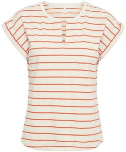 Part Two Kedita T-shirt Stripe Orange Sunset