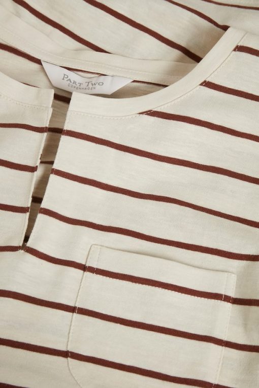 Part Two Kedita T-shirt Stripe Choclat Glaze