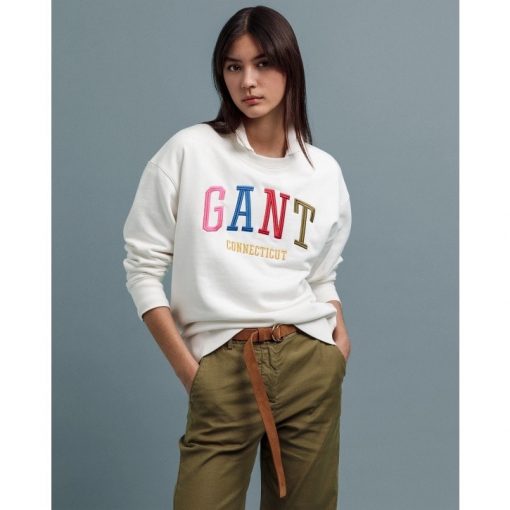 Gant Multicolor Graphic Sweatshirt Eggshell