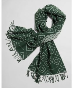 Gant G Pattern Wool Scarf Tartan Green