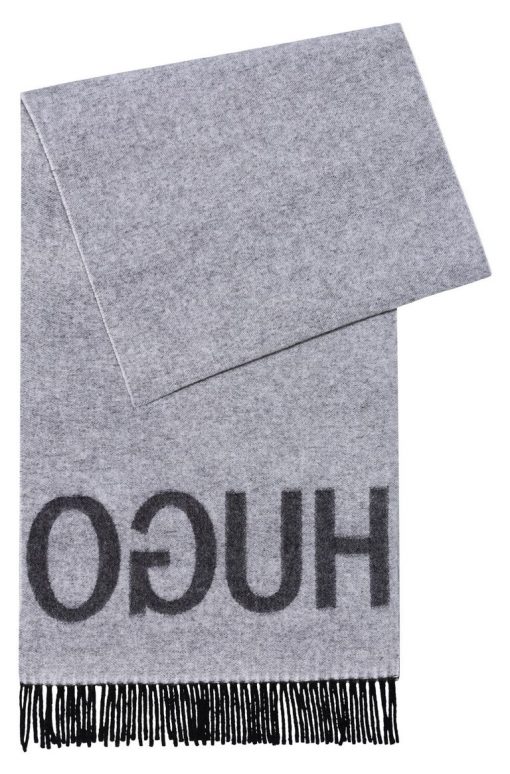 Hugo Boss Reversible Logo Scarf Grey