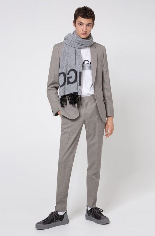 Hugo Boss Reversible Logo Scarf Grey