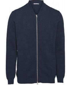 Knowledge Cotton Apparel Field Zip Cardigan Total Eclipse